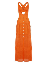 Robe longue chemisier - Orange