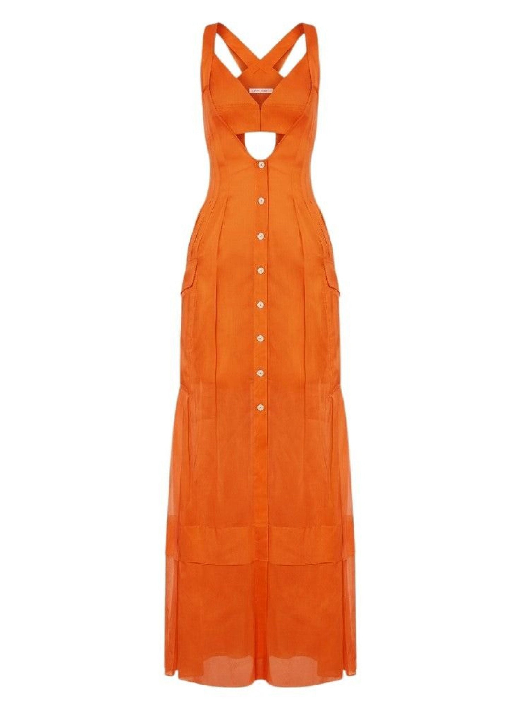 Robe longue chemisier - Orange