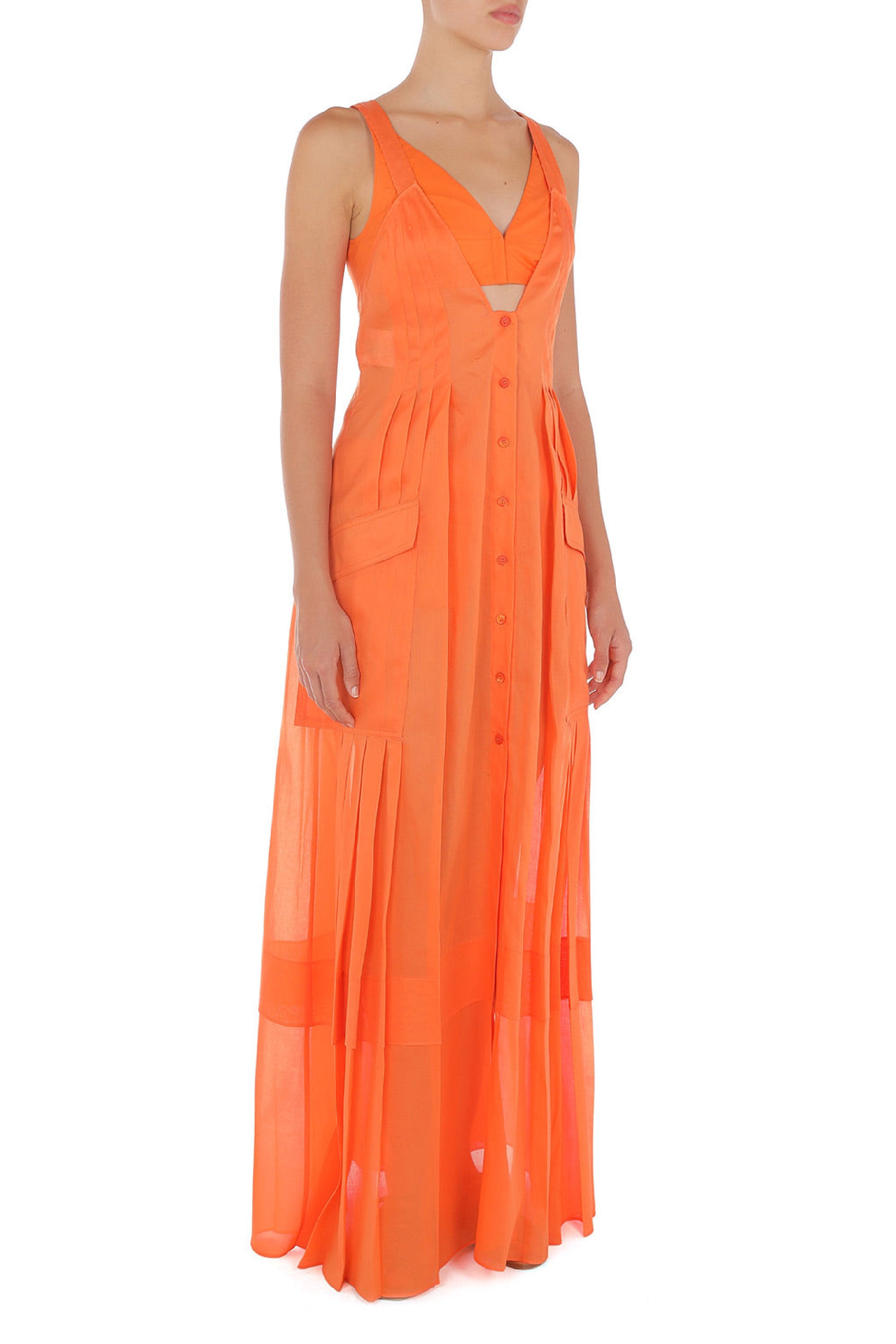 Robe longue chemisier - Orange