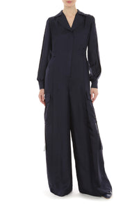 Combinaison fluide en soie - Dark Blue