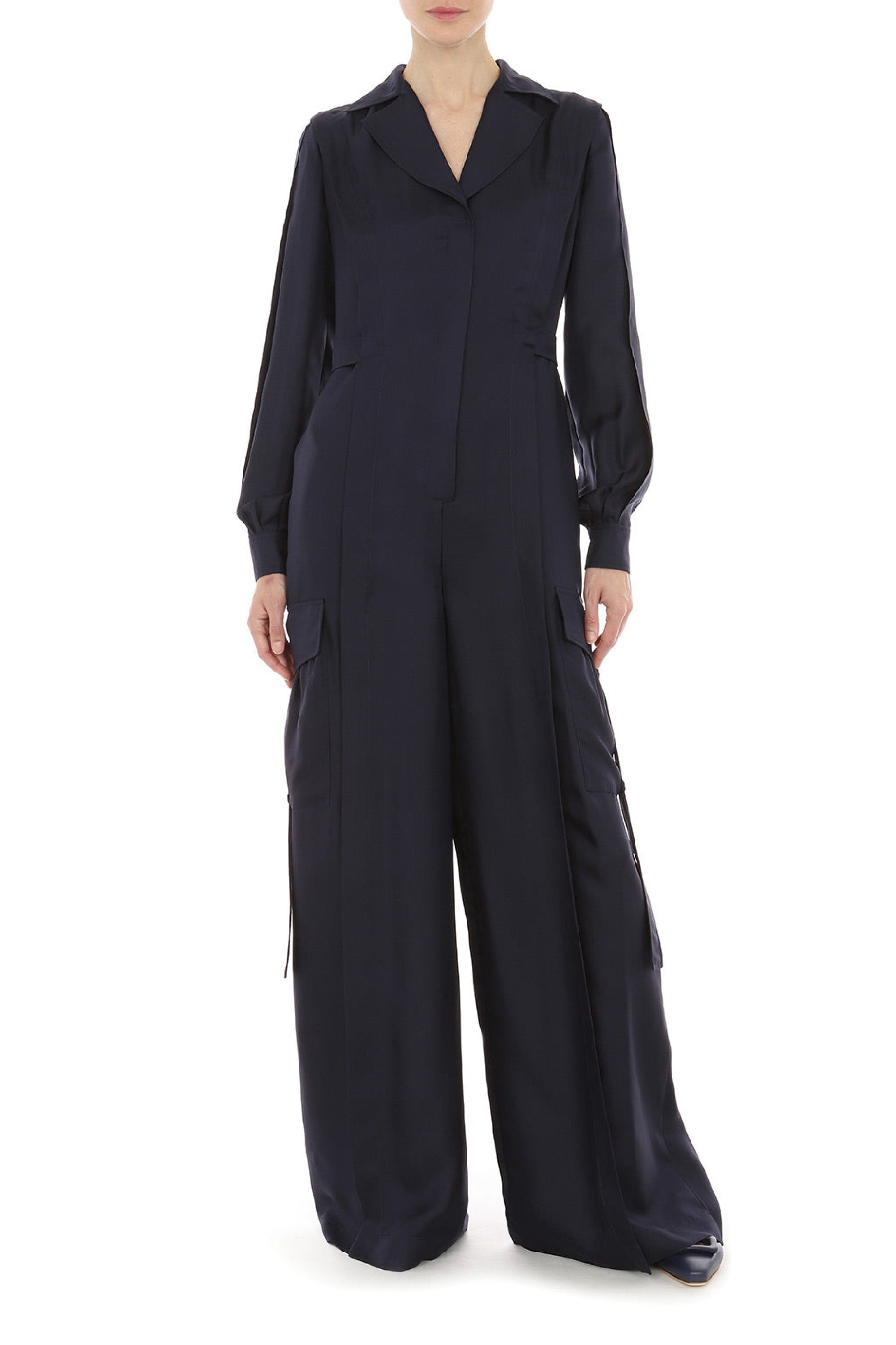 Combinaison fluide en soie - Dark Blue