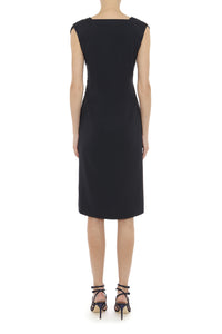 Robe midi à encolure en v avec jupe drapée - Dark Blue