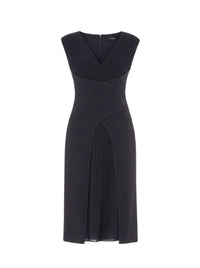 Robe midi à encolure en v avec jupe drapée - Dark Blue