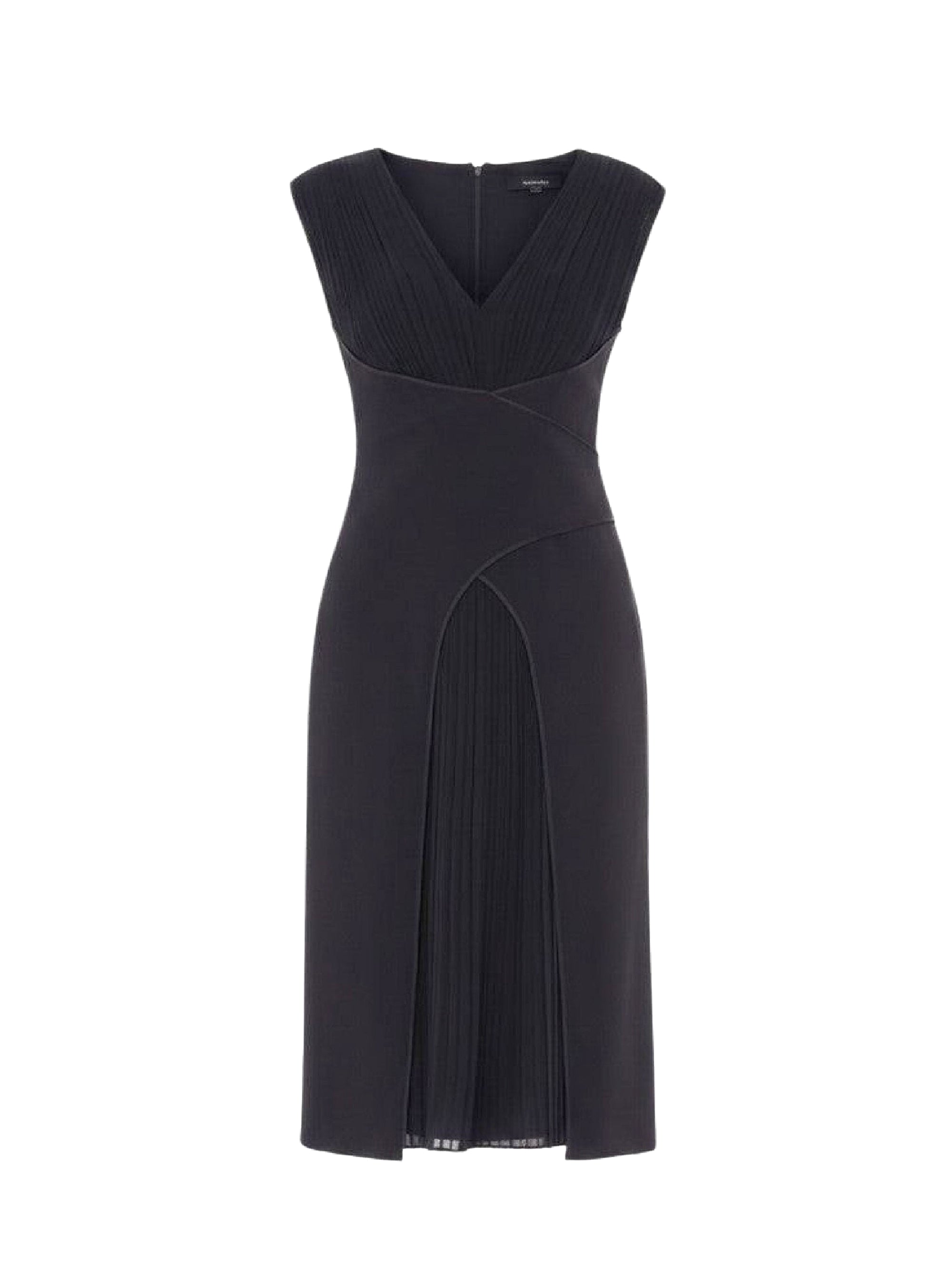 Robe midi à encolure en v avec jupe drapée - Dark Blue