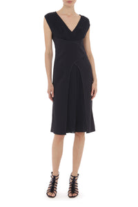 Robe midi à encolure en v avec jupe drapée - Dark Blue