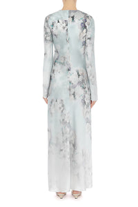 Robe longue en satin lavé avec imprimé degradé - Fantasy Ice Grey