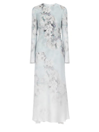 Robe longue en satin lavé avec imprimé degradé - Fantasy Ice Grey