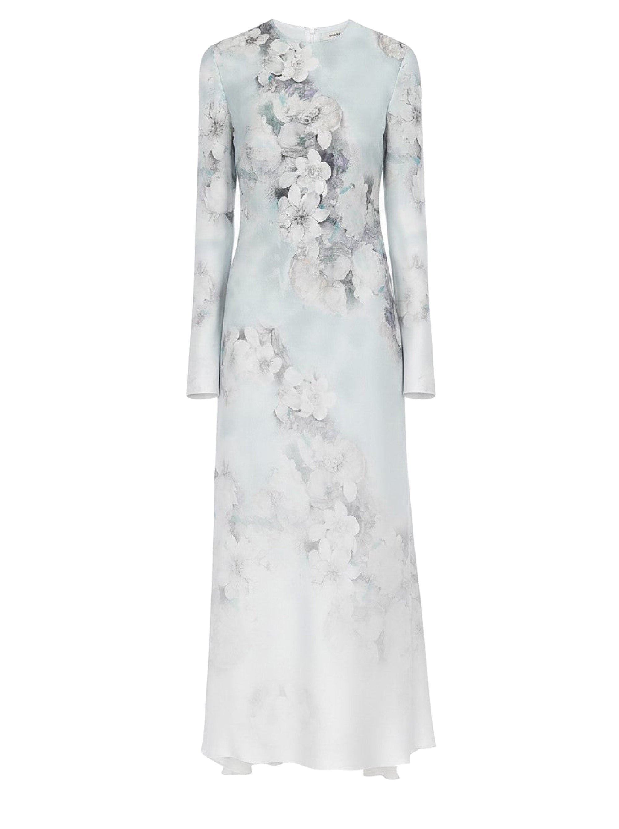 Robe longue en satin lavé avec imprimé degradé - Fantasy Ice Grey