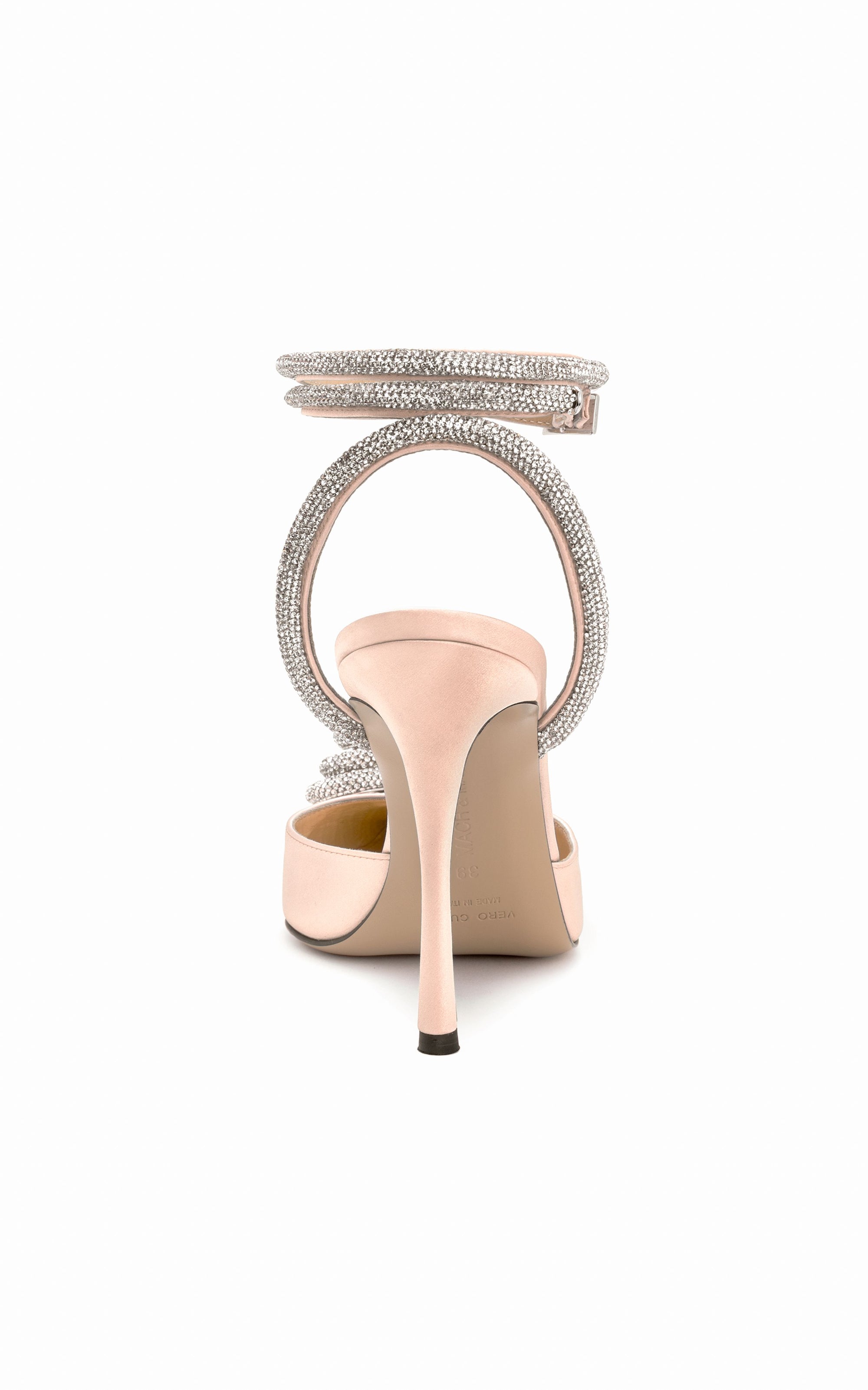 Triple Heart 110 strappy pumps in silk & strass - Beige