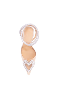 Triple Heart 110 strappy pumps in silk & strass - Beige