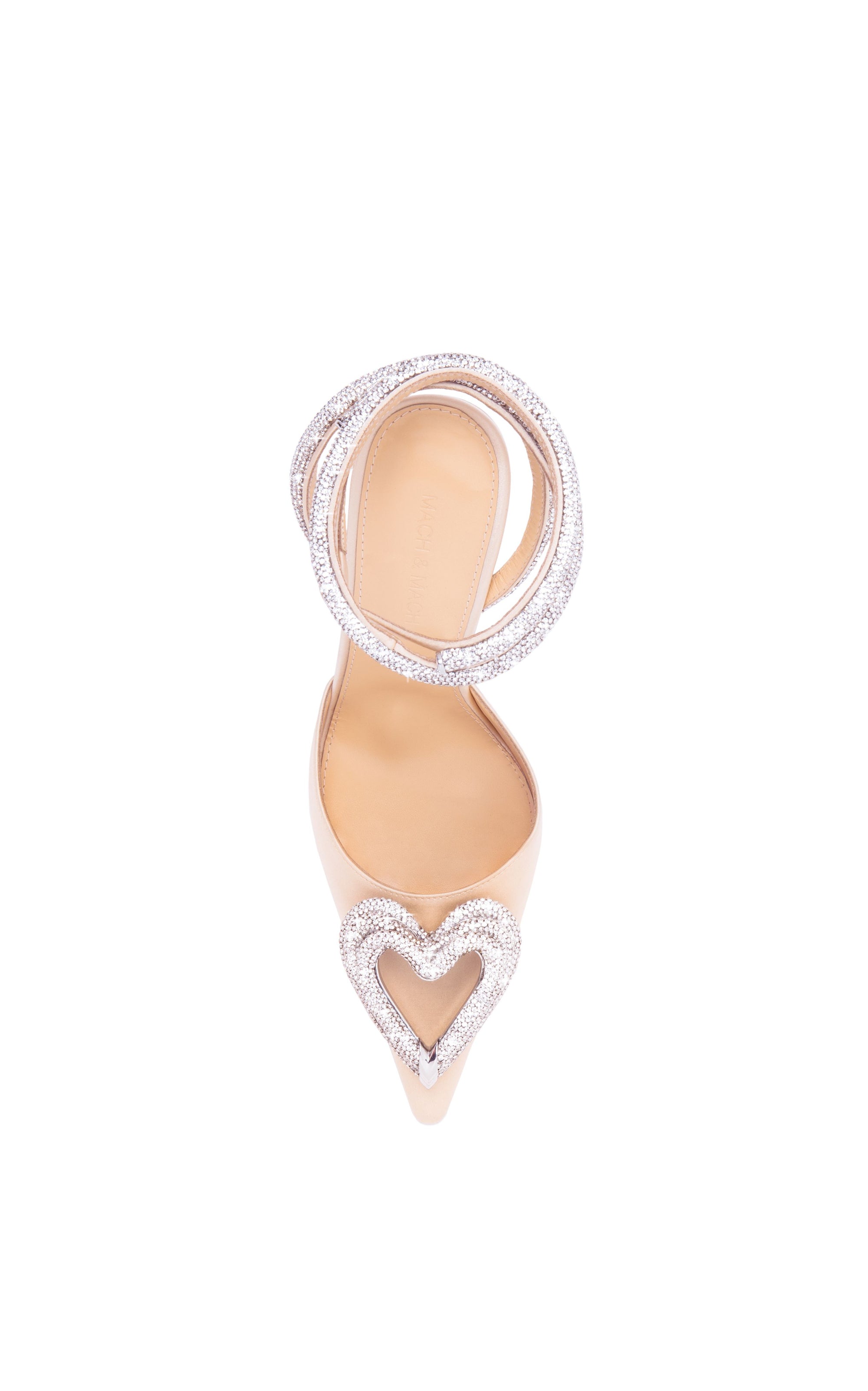 Triple Heart 110 strappy pumps in silk & strass - Beige