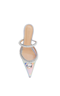 65 stiletto mules embellished with pearls & pearls - Iridescent