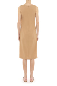 Robe midi sans manches avec encolure en dentelle brodée - Pink