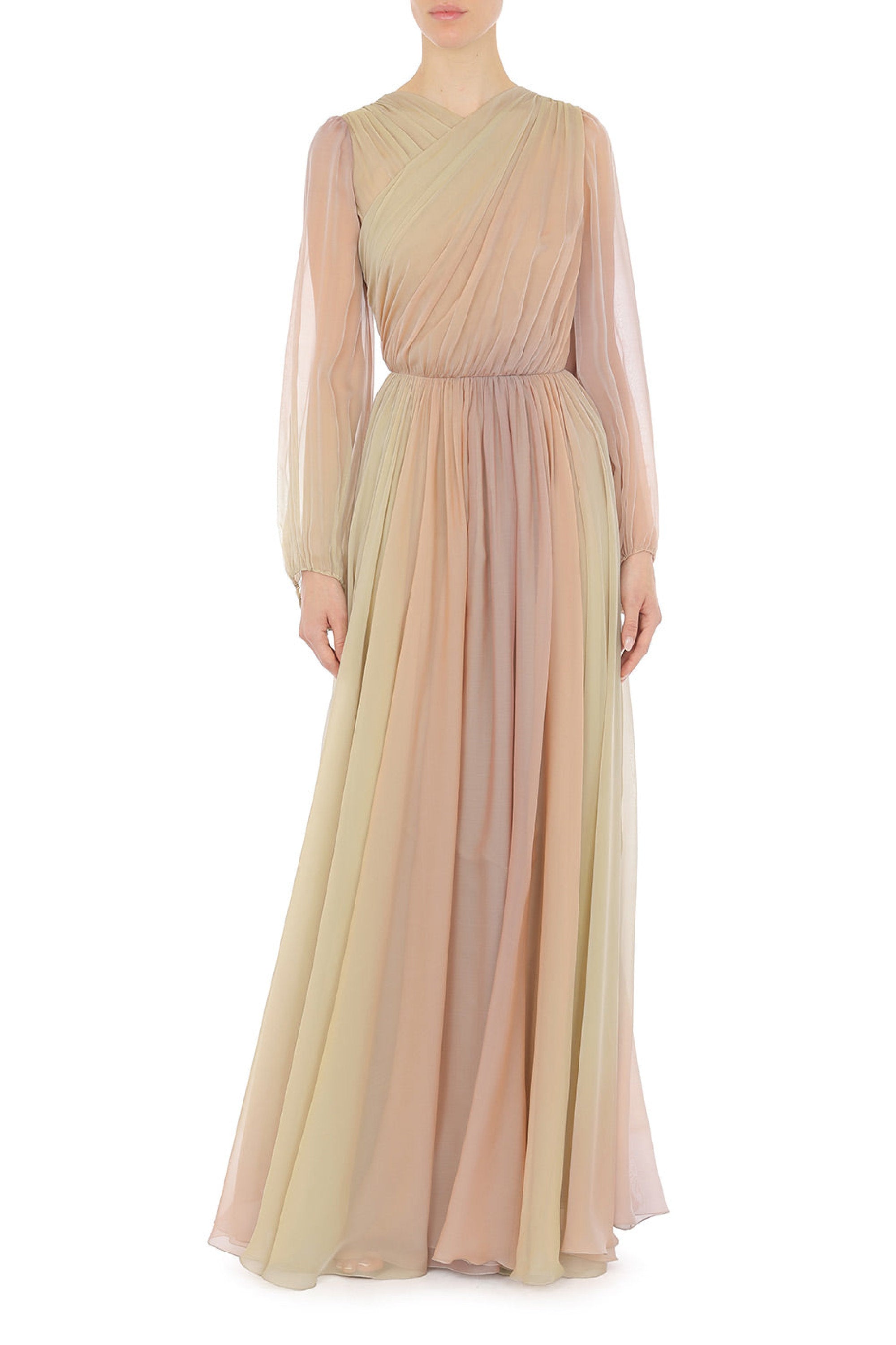 Robe longue en soie drapée - Fantasy Grey