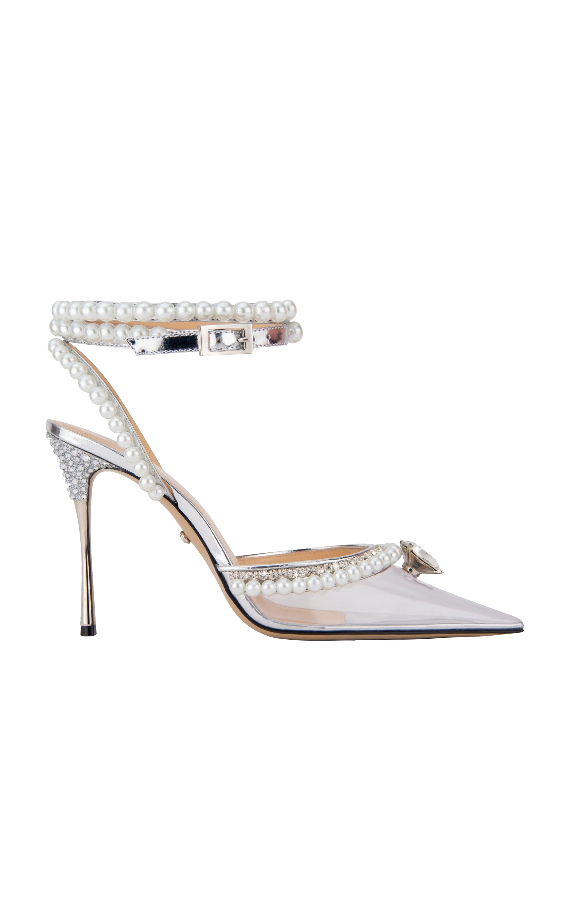 Elizabeth 110 strappy pumps with pearls and rhinestones - Silver