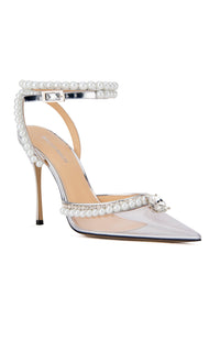 Elizabeth 110 strappy pumps with pearls and rhinestones - Silver