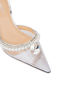 Elizabeth 110 strappy pumps with pearls and rhinestones - Silver