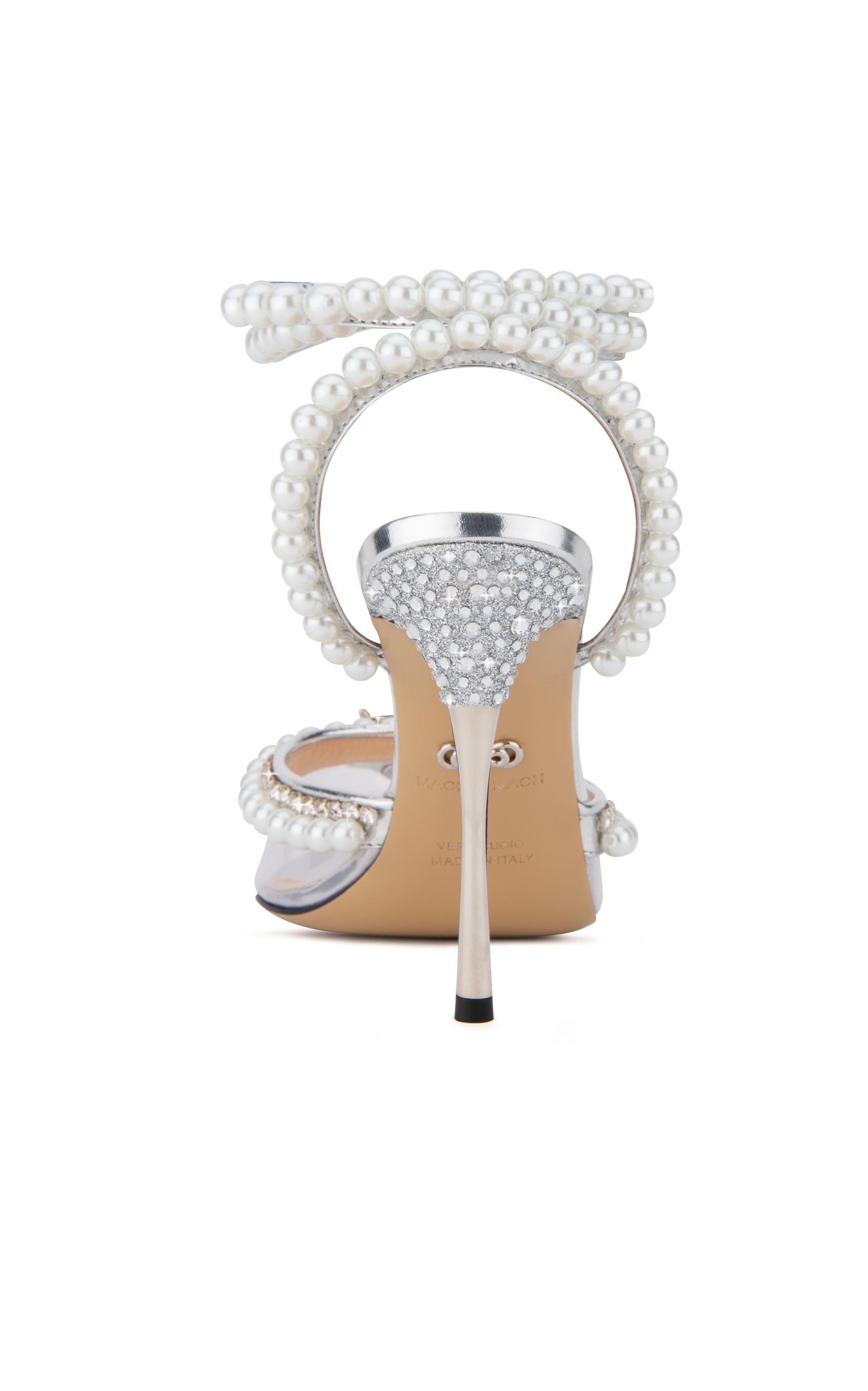 Elizabeth 110 strappy pumps with pearls and rhinestones - Silver