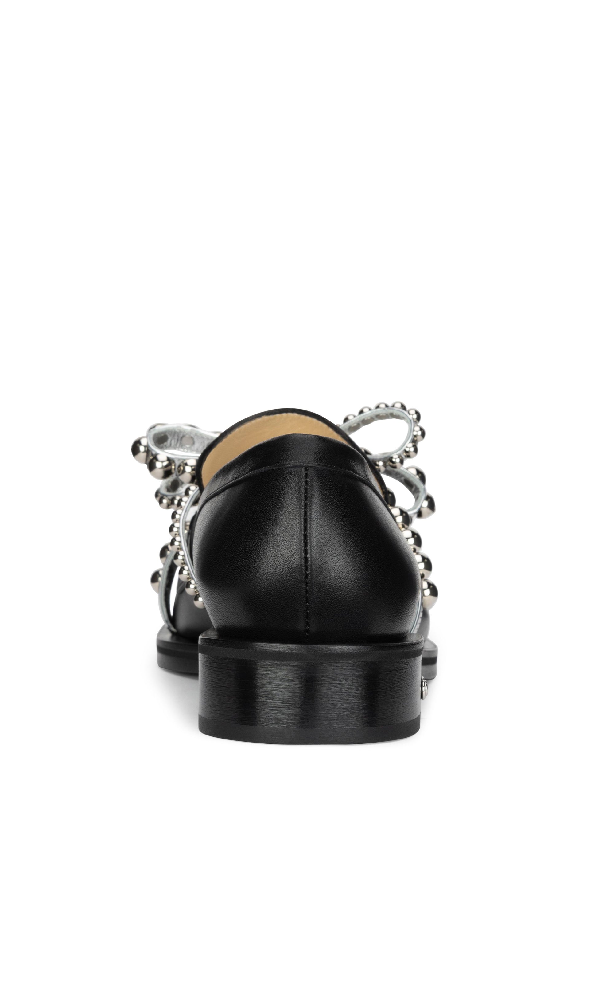 Leather and pearl loafers - Black