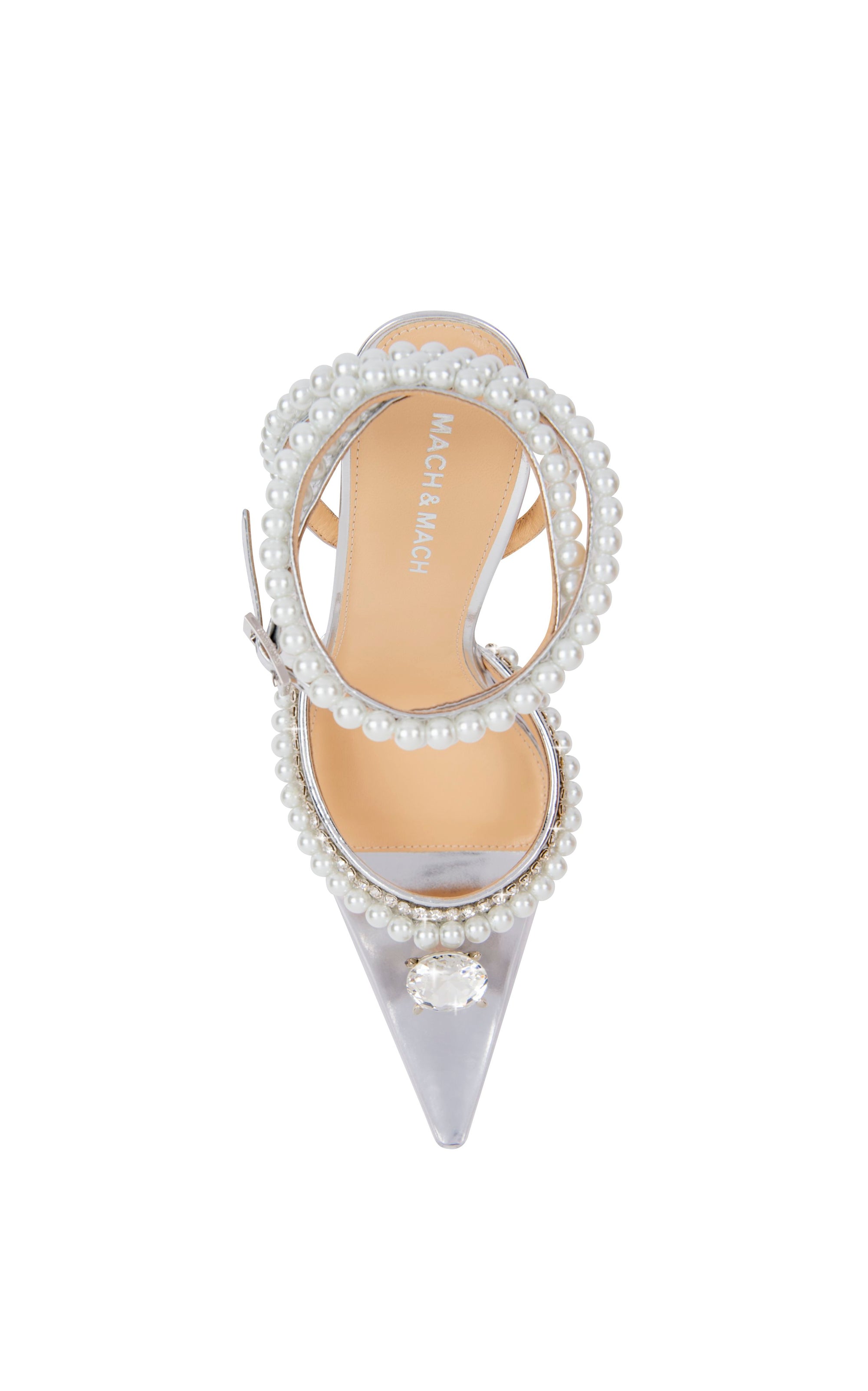 Elizabeth 110 strappy pumps with pearls and rhinestones - Silver
