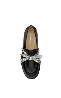 Leather and pearl loafers - Black