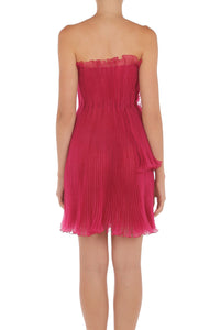 Robe courte bustier en soie - Fucsia