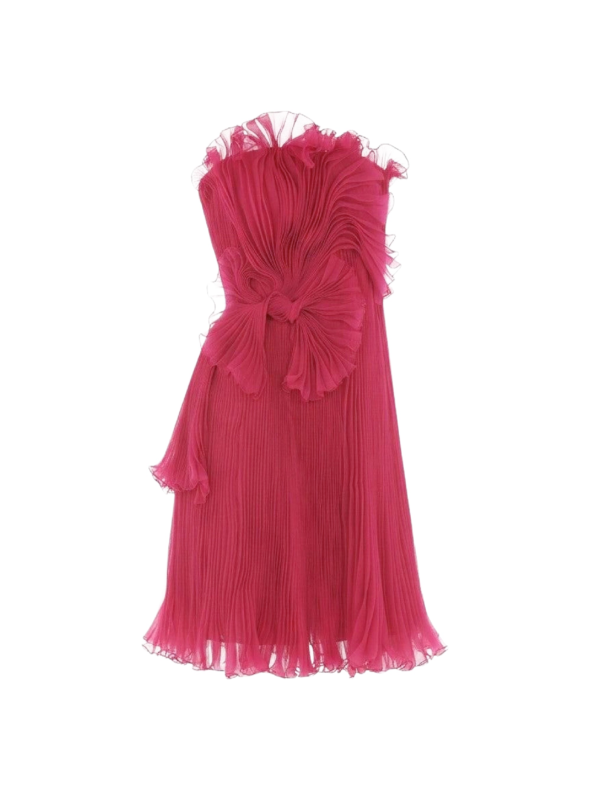 Robe courte bustier en soie - Fucsia