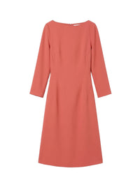 Robe midi à encolure bateau et manches 3/4 - Pink