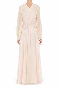 Robe longue en soie drapée - Pink