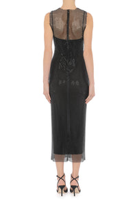 Robe midi en tulle brodé - Black