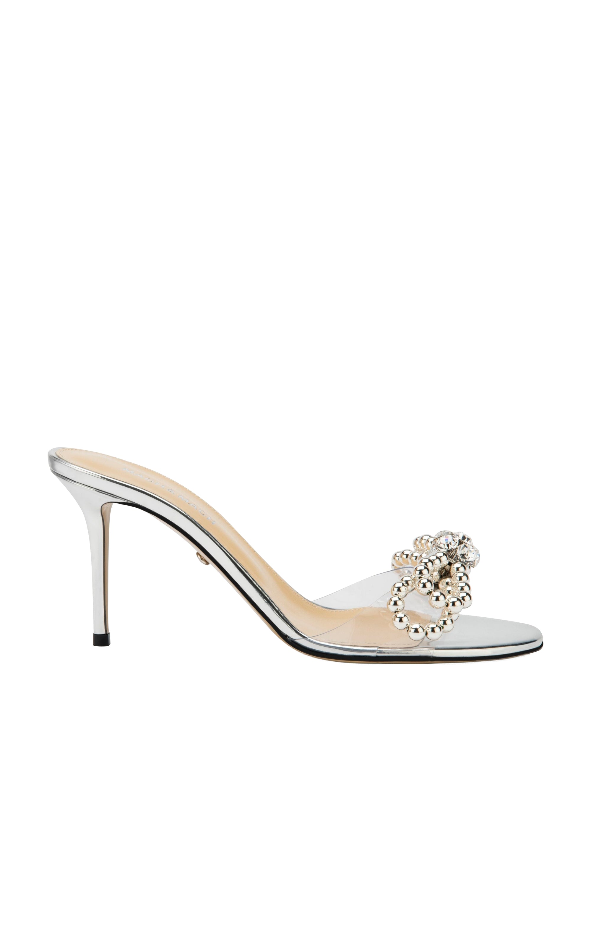 Bow 85 beaded mules - Transparent Silver