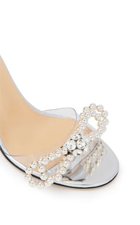 Bow 85 beaded mules - Transparent Silver
