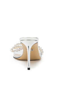 Bow 85 beaded mules - Transparent Silver