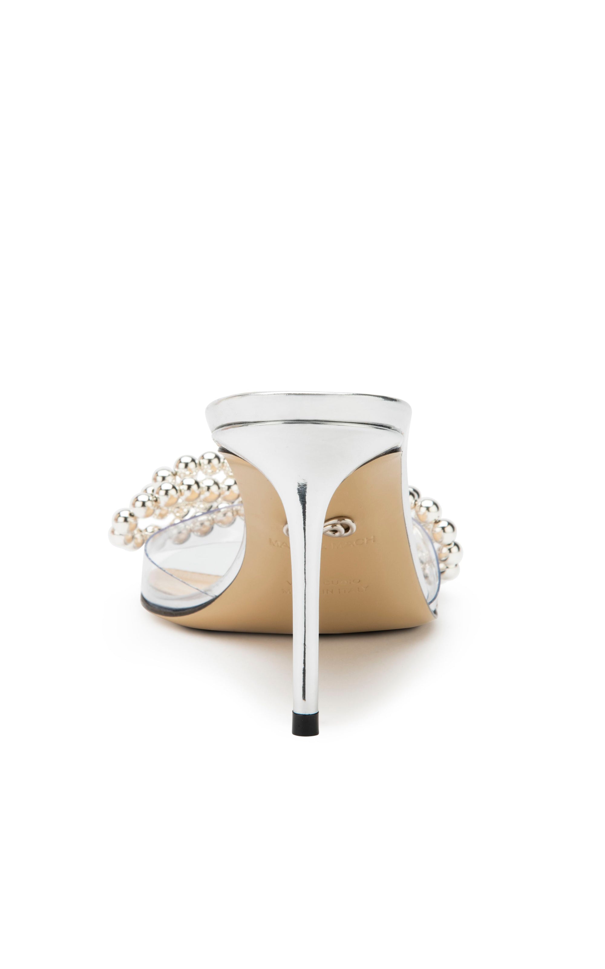 Bow 85 beaded mules - Transparent Silver