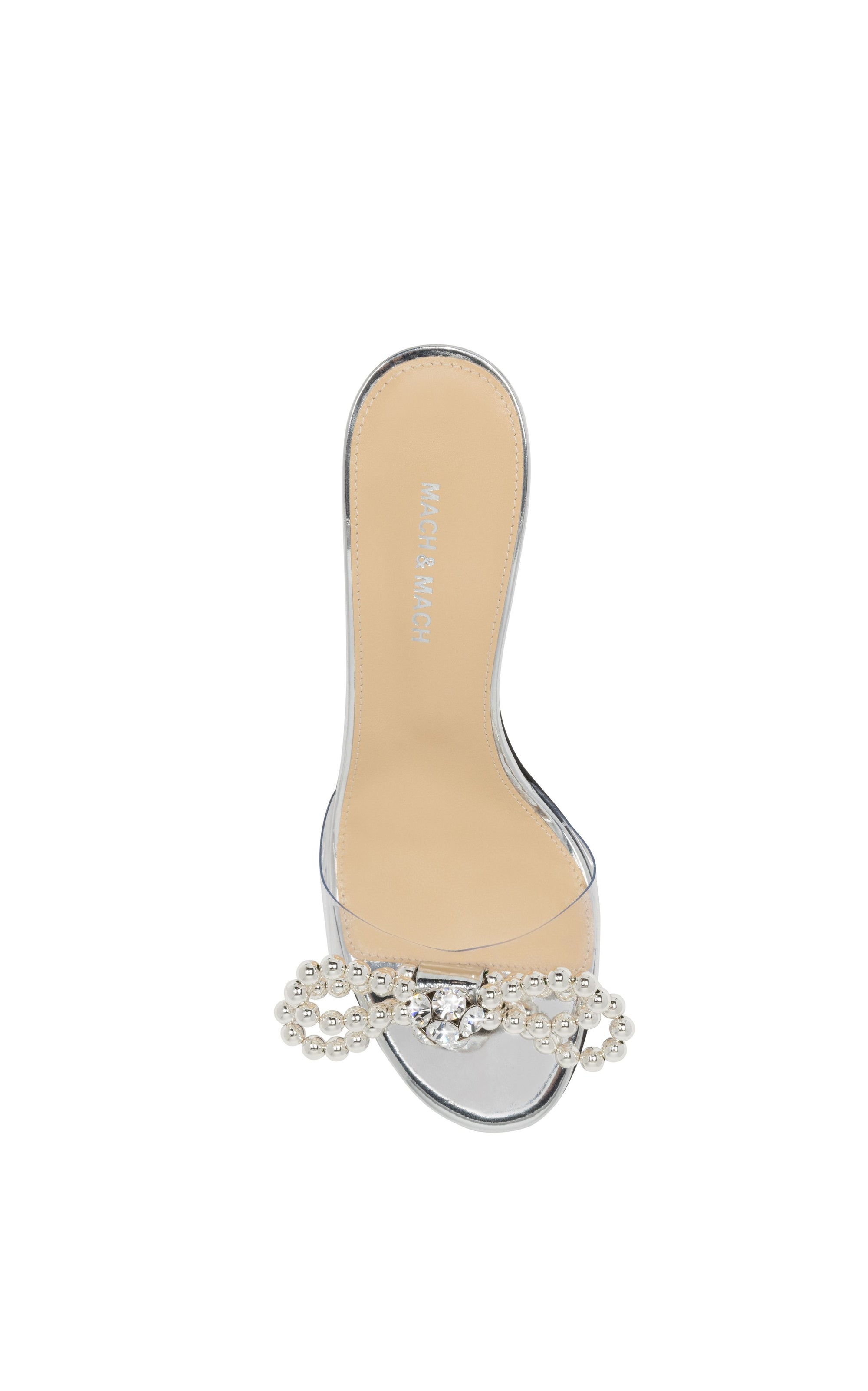 Bow 85 beaded mules - Transparent Silver