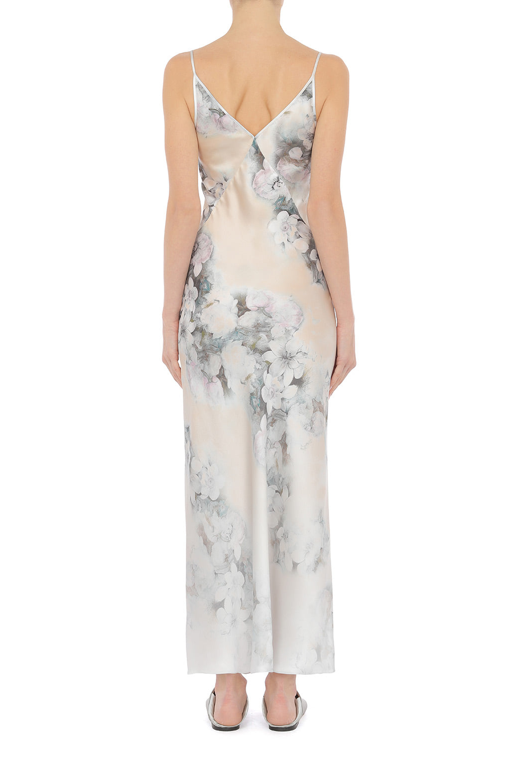 Robe longue en satin lavé avec imprimé - Fantasy White