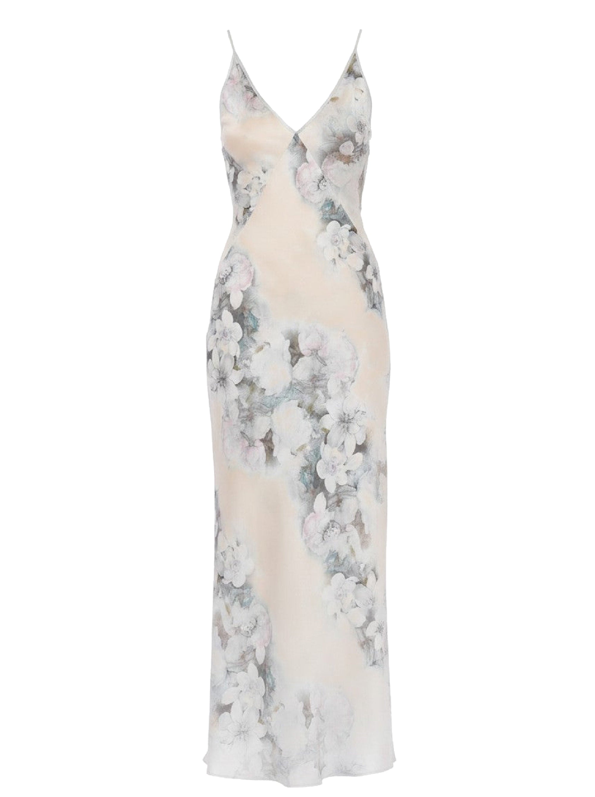 Robe longue en satin lavé avec imprimé - Fantasy White