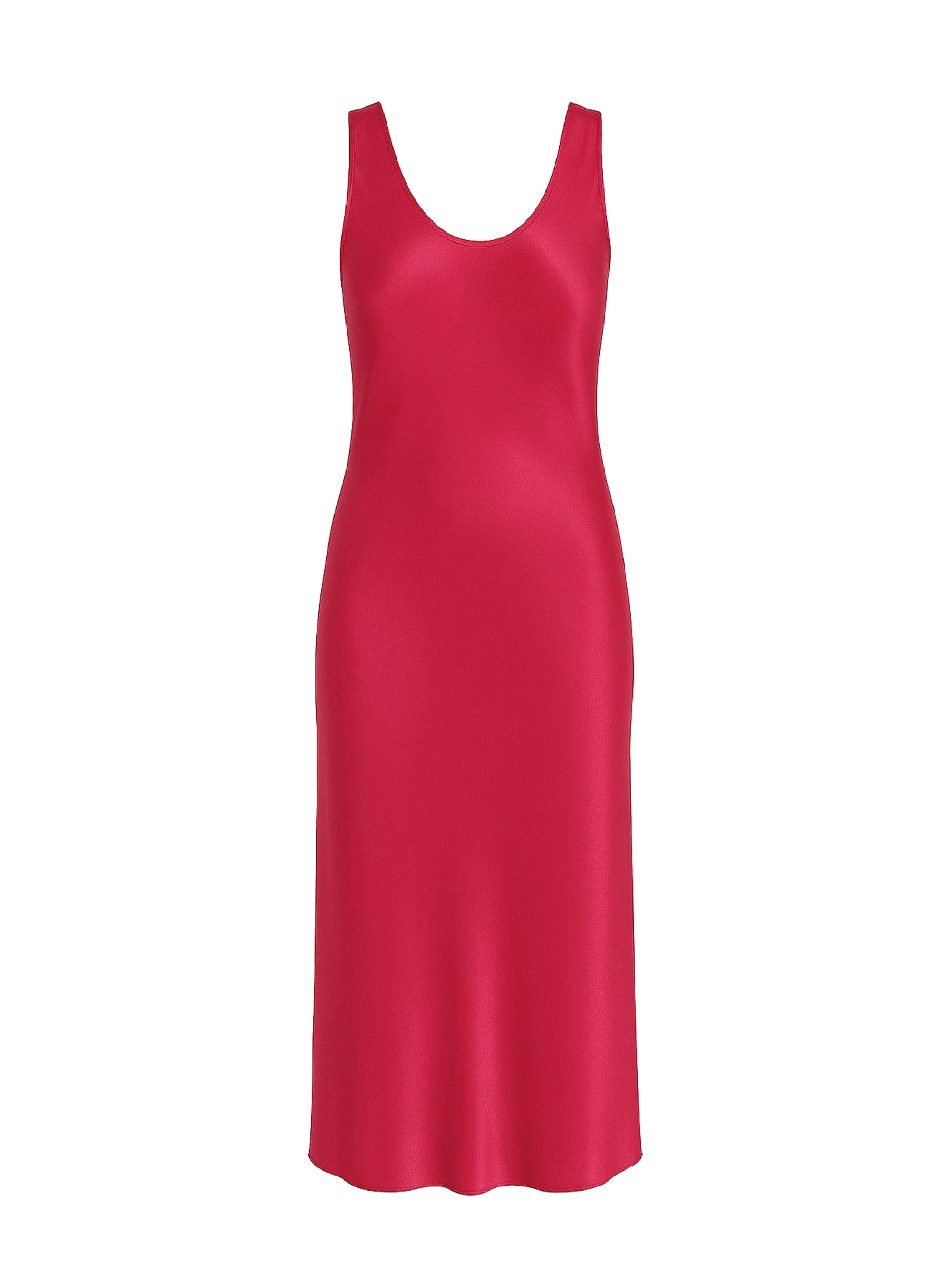 Robe longue en satin sans manches - Fuchsia
