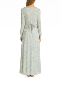 Robe longue en soie à fleurs - Fantasy Ice Grey