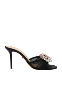 Galaxy 85 rhinestone mules - Black