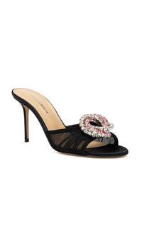 Galaxy 85 rhinestone mules - Black