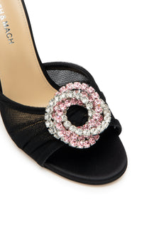 Galaxy 85 rhinestone mules - Black