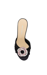 Galaxy 85 rhinestone mules - Black