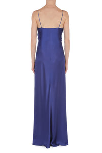 Robe longue en soie mélangée de soie à dentelle - Blue & Purple