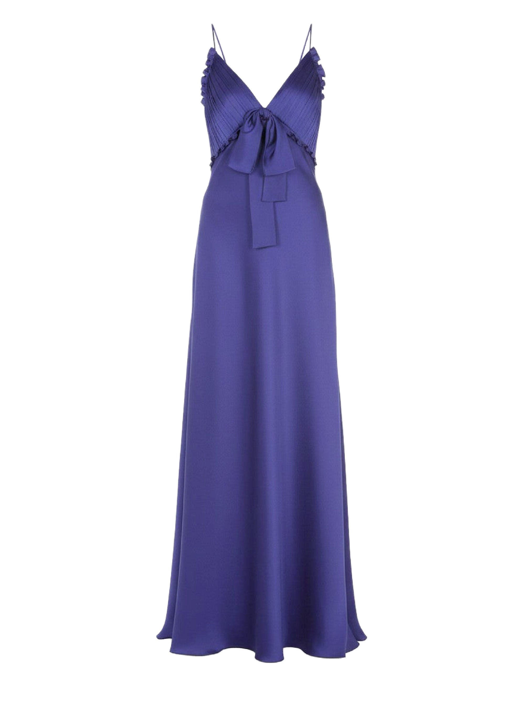 Robe longue en soie mélangée de soie à dentelle - Blue & Purple