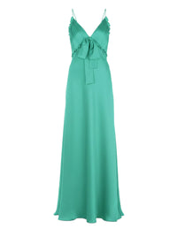 Robe longue en soie mélangée de soie à dentelle - Blue