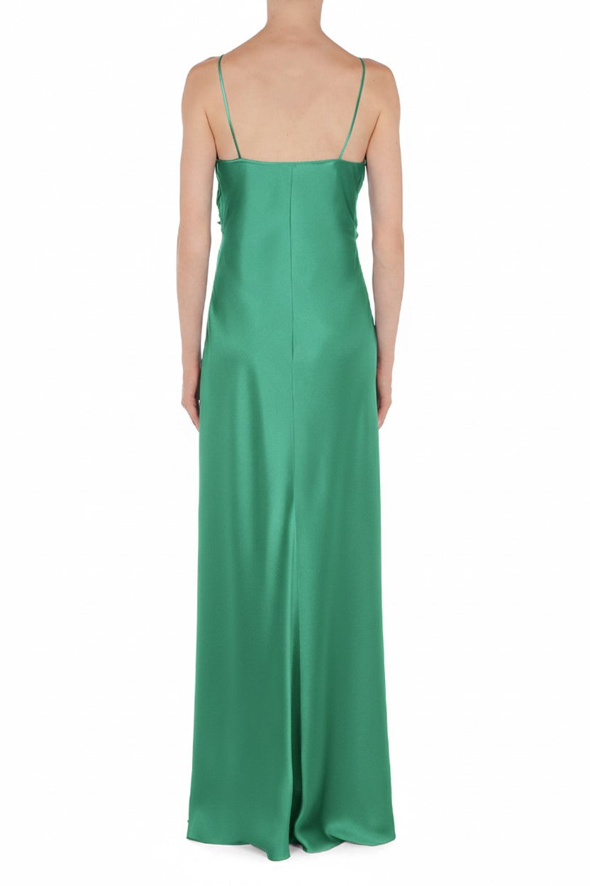 Robe longue en soie mélangée de soie à dentelle - Blue