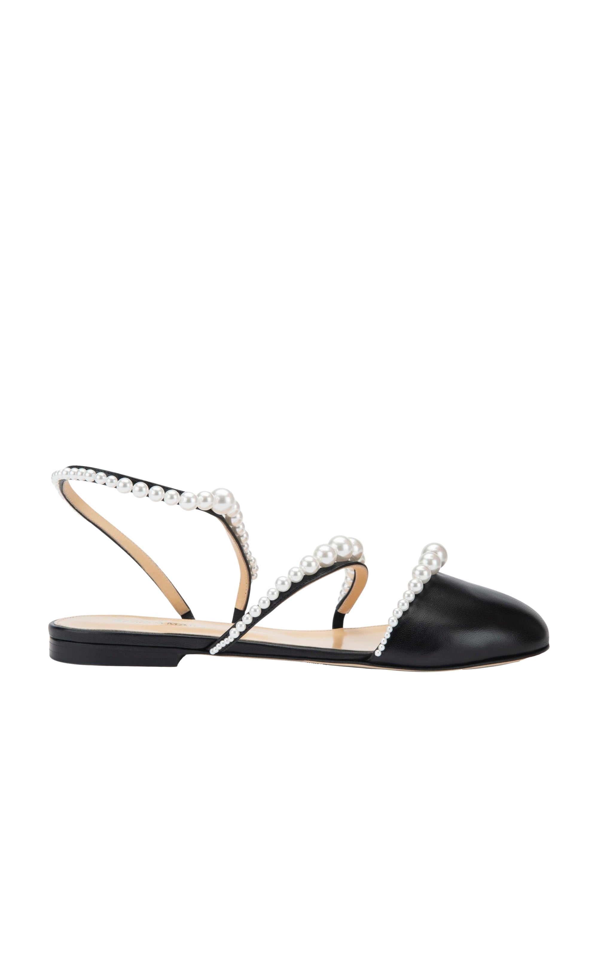 Sirène ballerinas in leather & pearls - Black