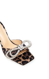 Double Bow 95 rhinestone mules - Beige