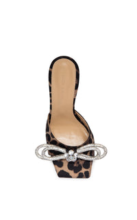 Double Bow 95 rhinestone mules - Beige